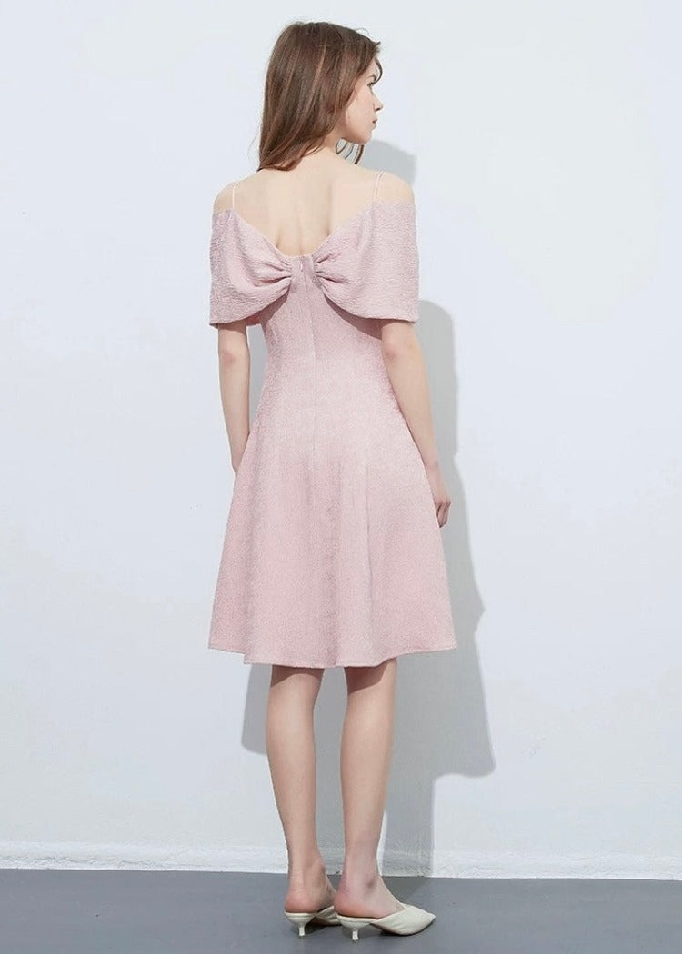 Ribbon Jacquard Dress Pink