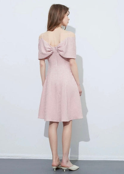 Ribbon Jacquard Dress Pink