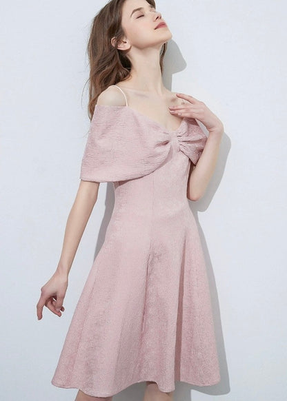 Ribbon Jacquard Dress Pink