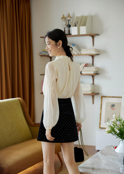 Romantic High-Neck Puff Sleeve Blouse