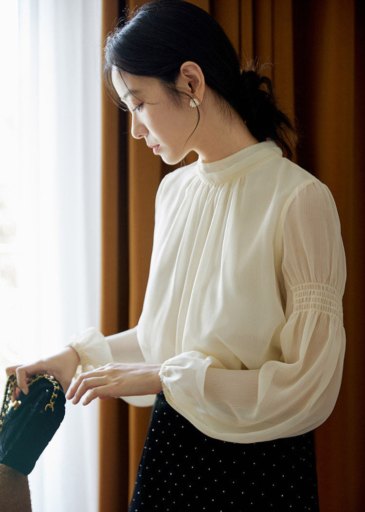 Romantic High-Neck Puff Sleeve Blouse