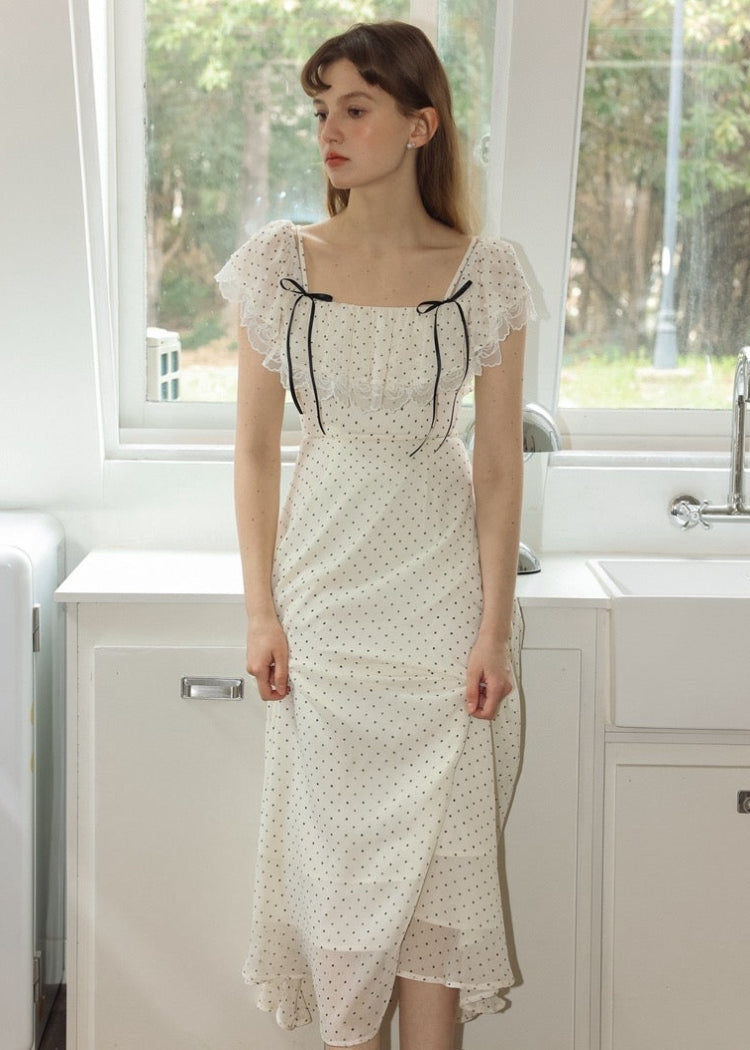 Romantic Polka Dot Off-Shoulder Dress