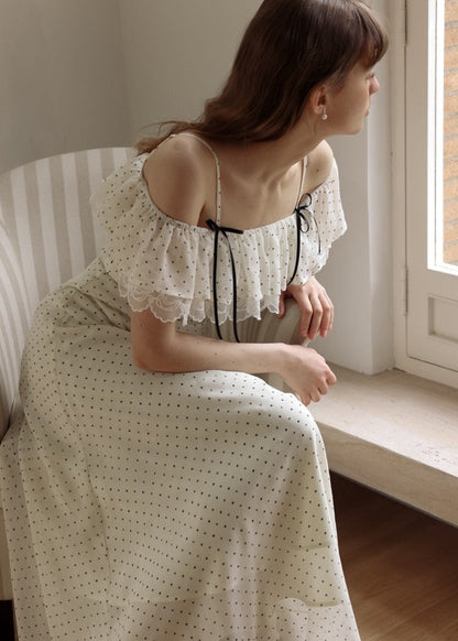 Romantic Polka Dot Off-Shoulder Dress