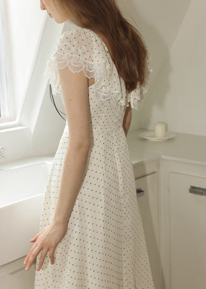 Romantic Polka Dot Off-Shoulder Dress