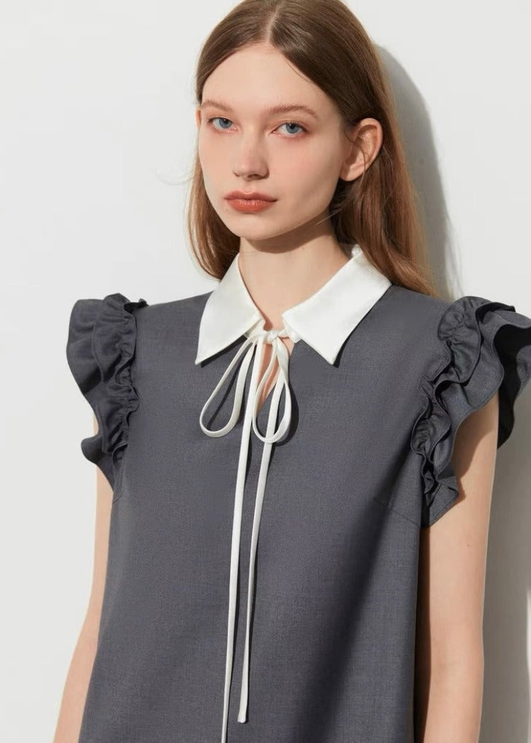 Ruffle Sleeve Collar Dress