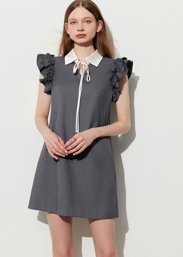 Ruffle Sleeve Collar Dress