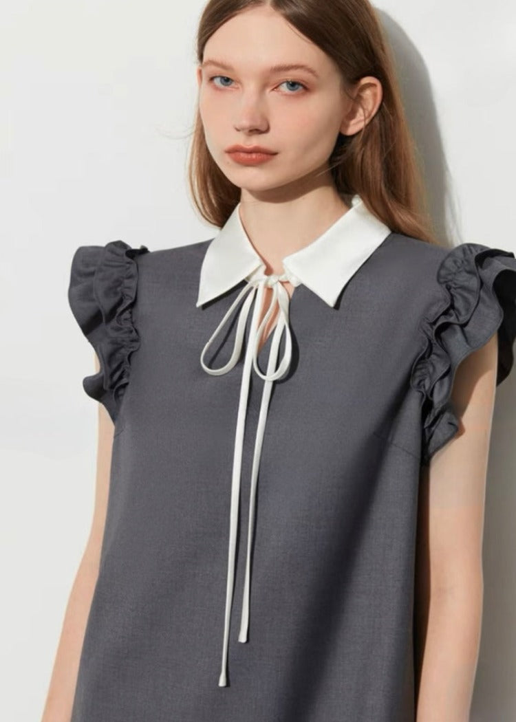 Ruffle Sleeve Collar Dress