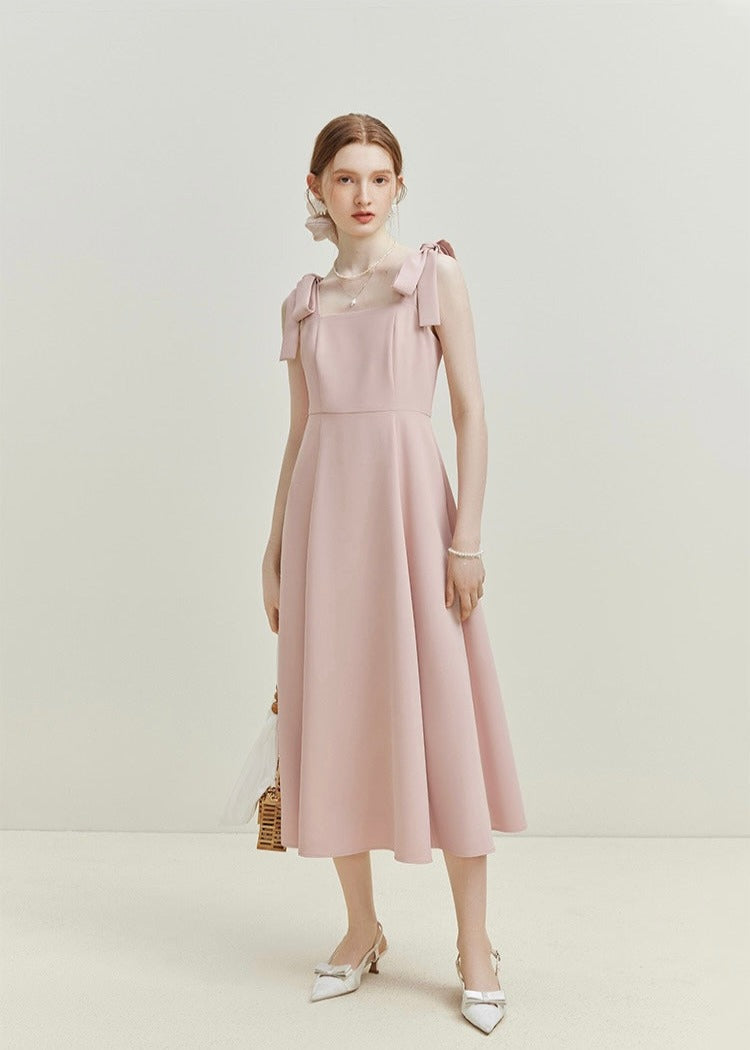 Shoulder Ribbon A-Line Dress