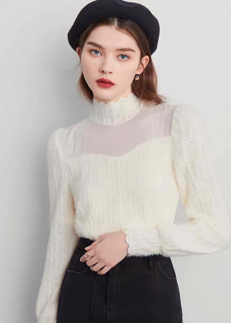 Turtle Neck Mohair Knitted Top