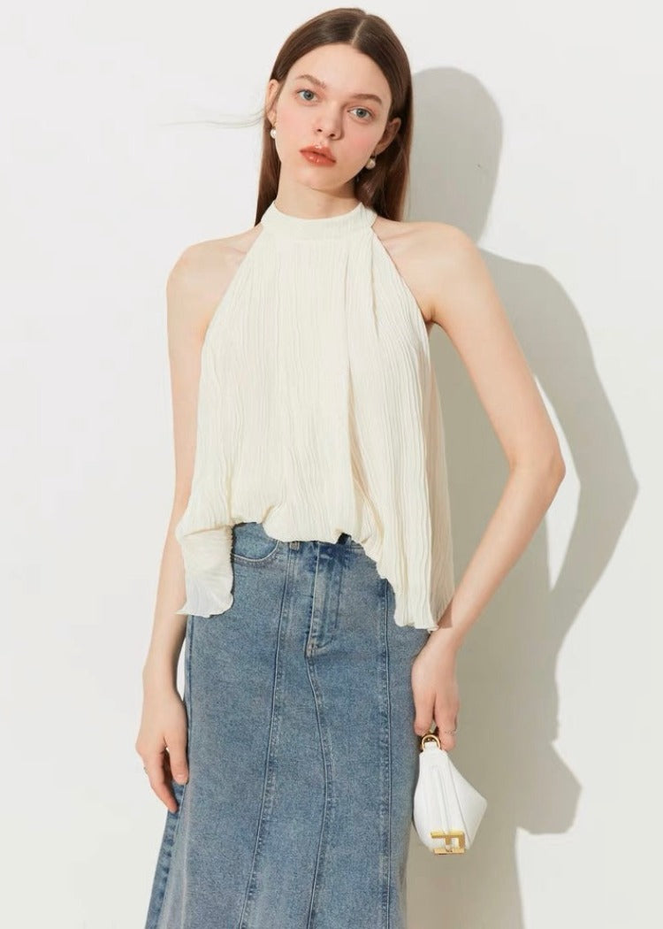 Wrinkly Halter Neck Blouse