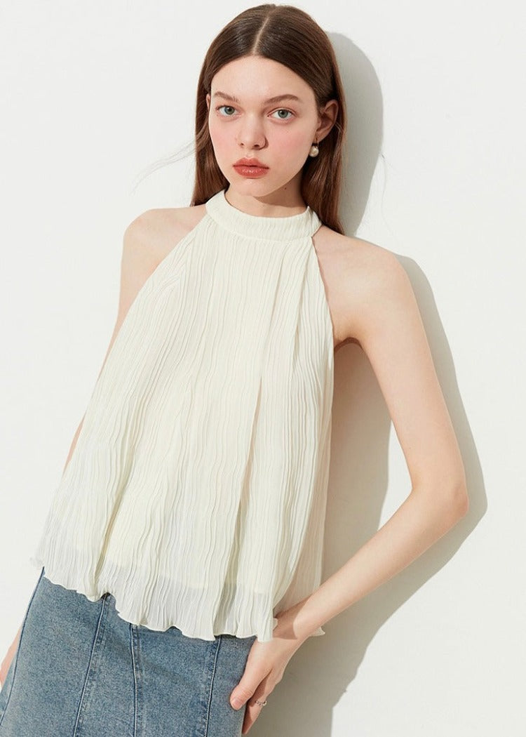 Wrinkly Halter Neck Blouse