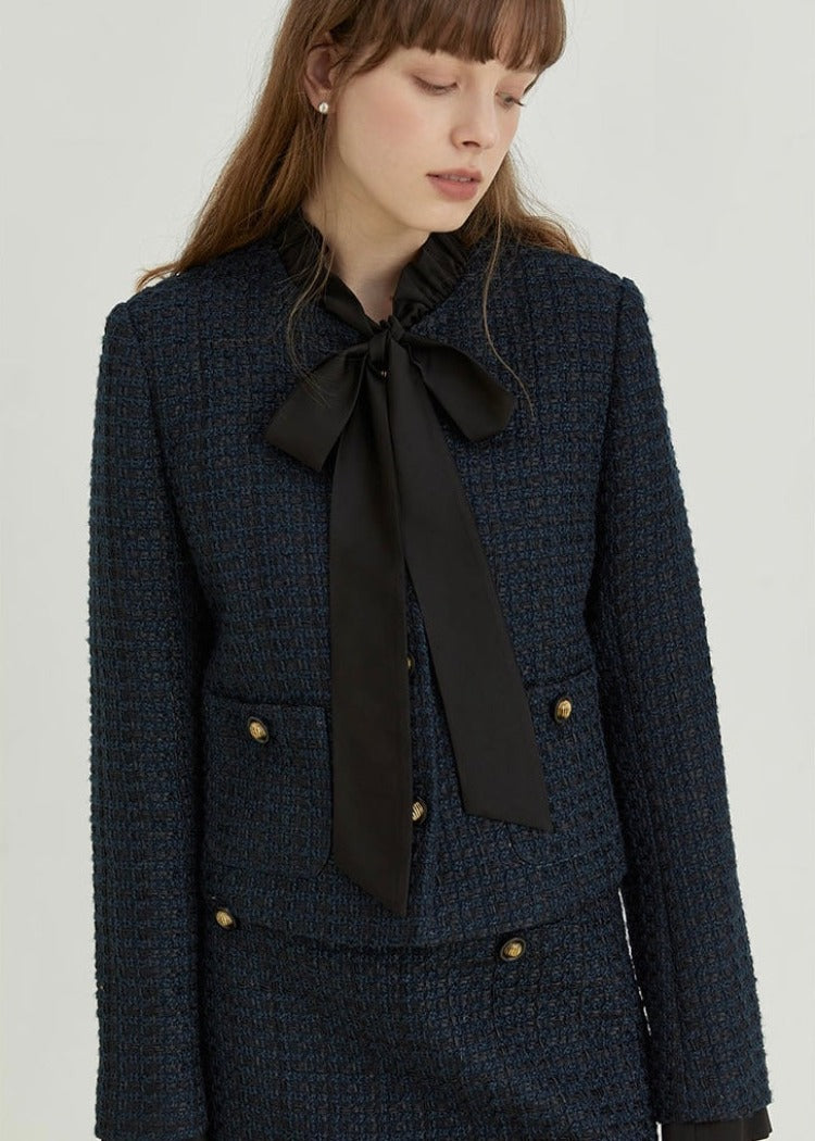 bow tie tweed jacket