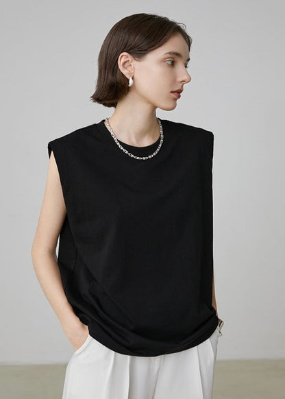 COTTON SHOULDER PADDED T-SHIRT