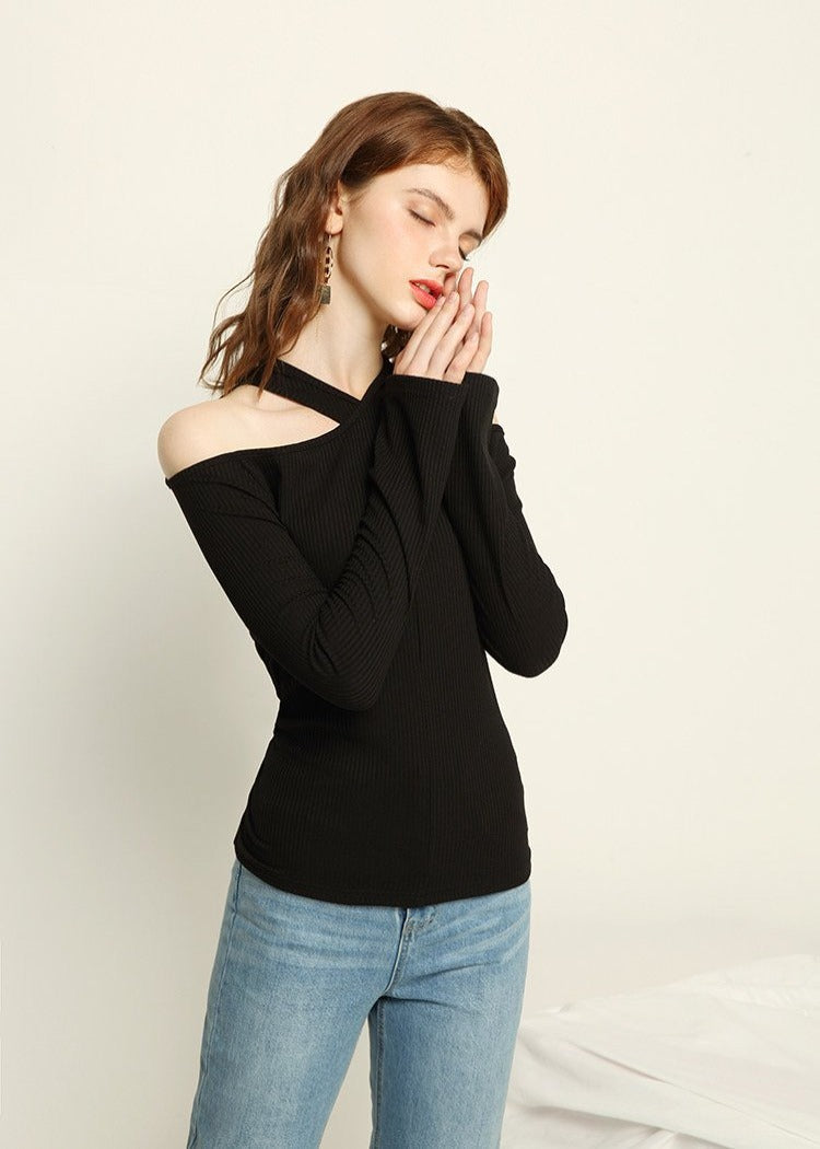 CROSS NECK KNIT TOP