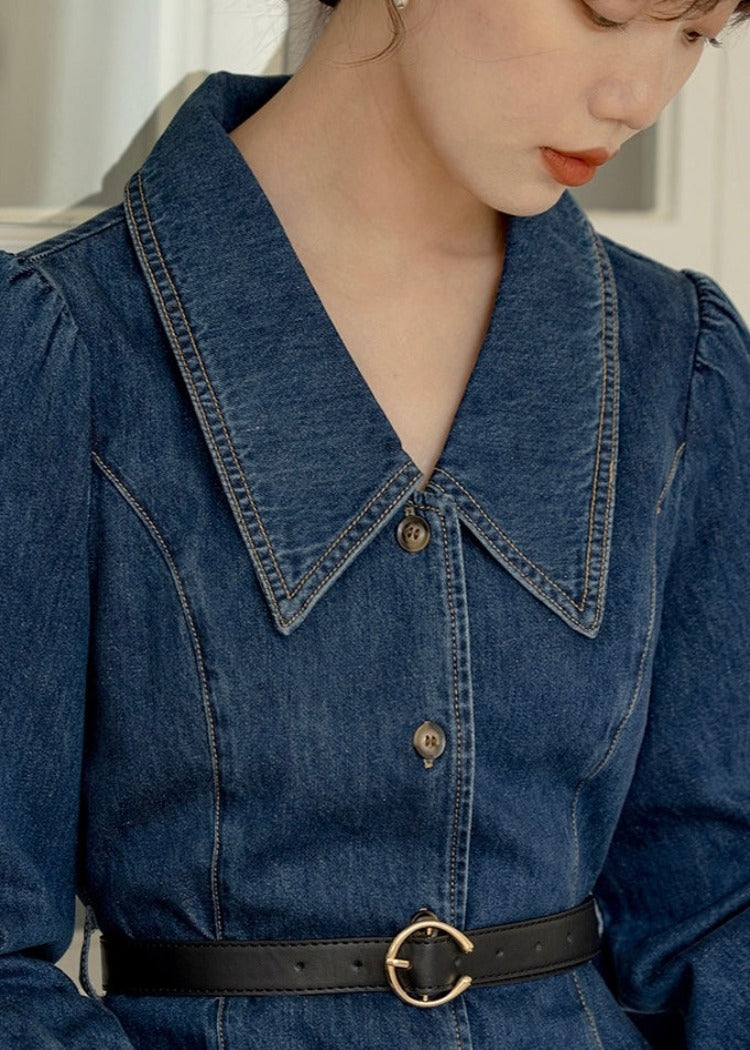 Denim Puff Shoulder Top