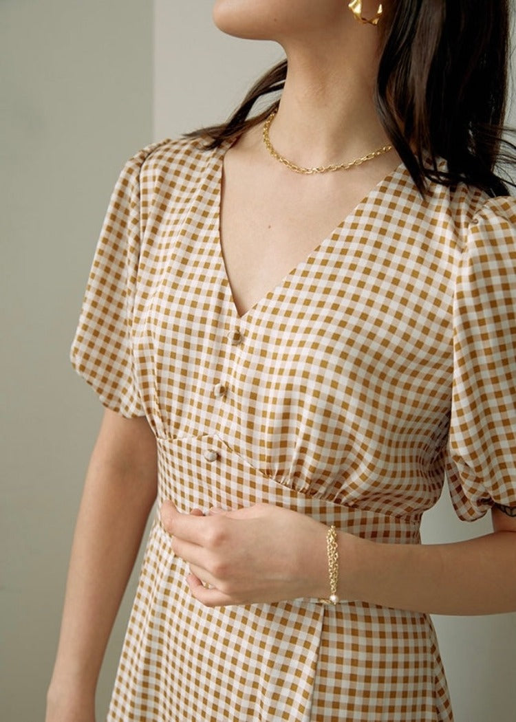 Gingham chiffon dress