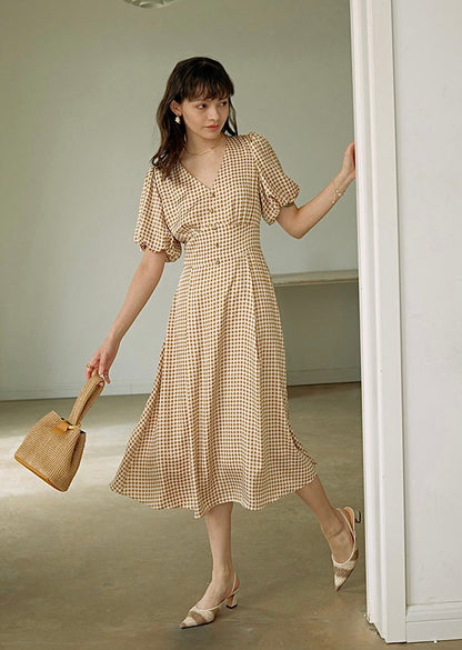 Gingham chiffon dress