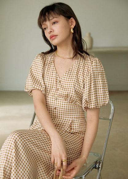 Gingham chiffon dress