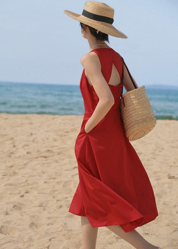 LINEN RED DRESS