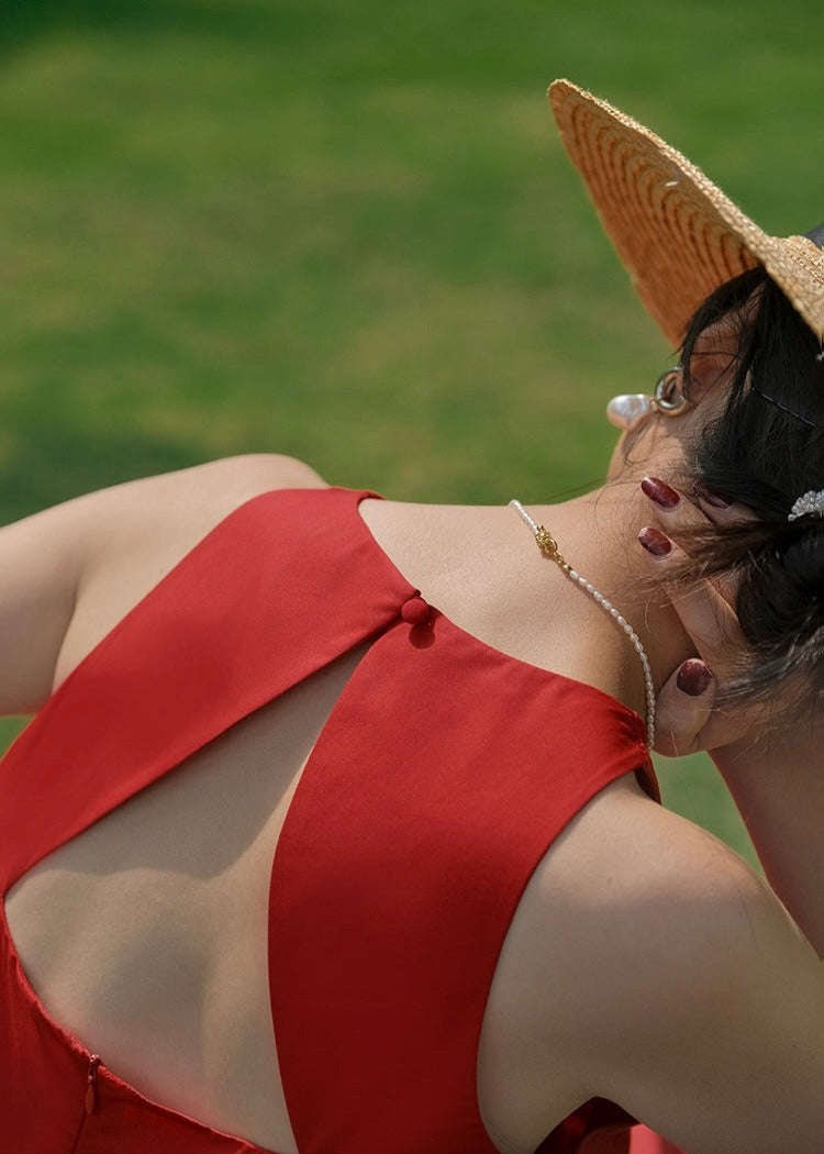 LINEN RED DRESS