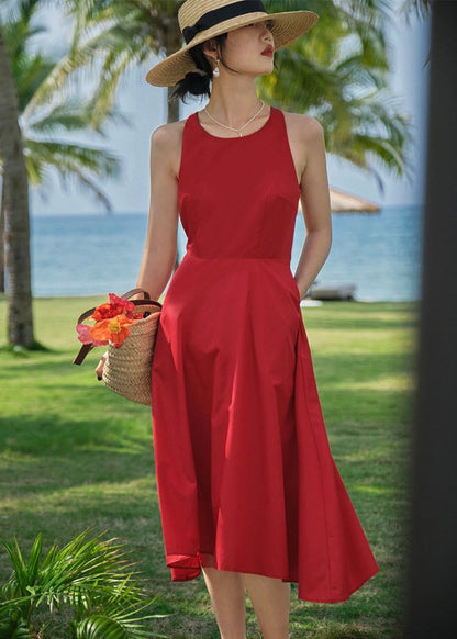 LINEN RED DRESS