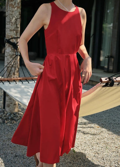 LINEN RED DRESS