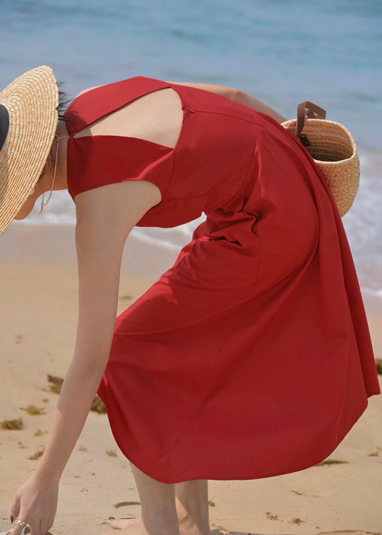 LINEN RED DRESS