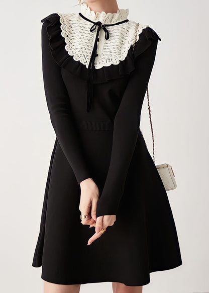 Lace Collar Knitted Dress