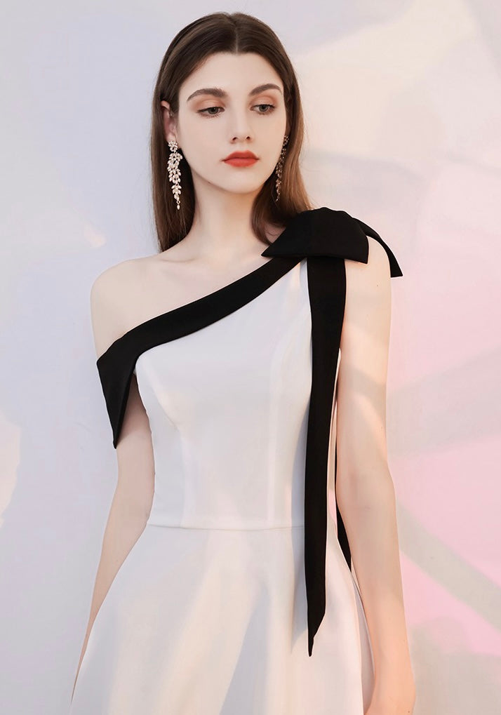 One Shoulder Ribbon Dress