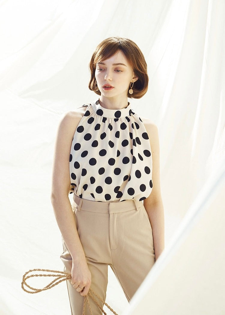 POLKA DOT SATIN BLOUSE