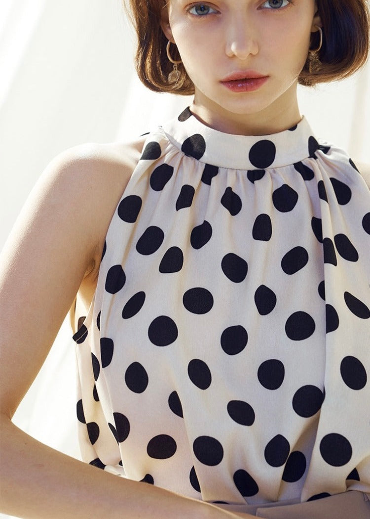 Polka dot satin store top