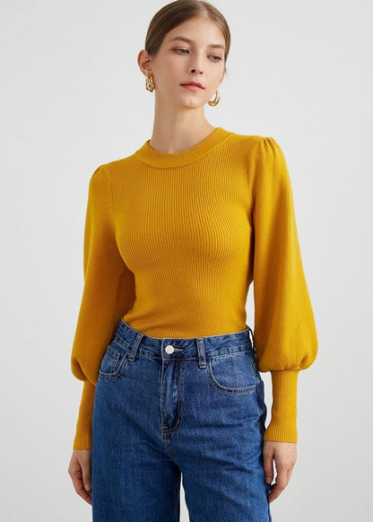 Puff Sleeve Ribbed Top