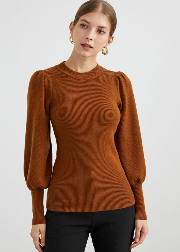 Puff Sleeve Ribbed Top