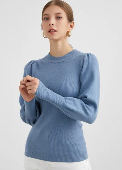 Puff Sleeve Ribbed Top