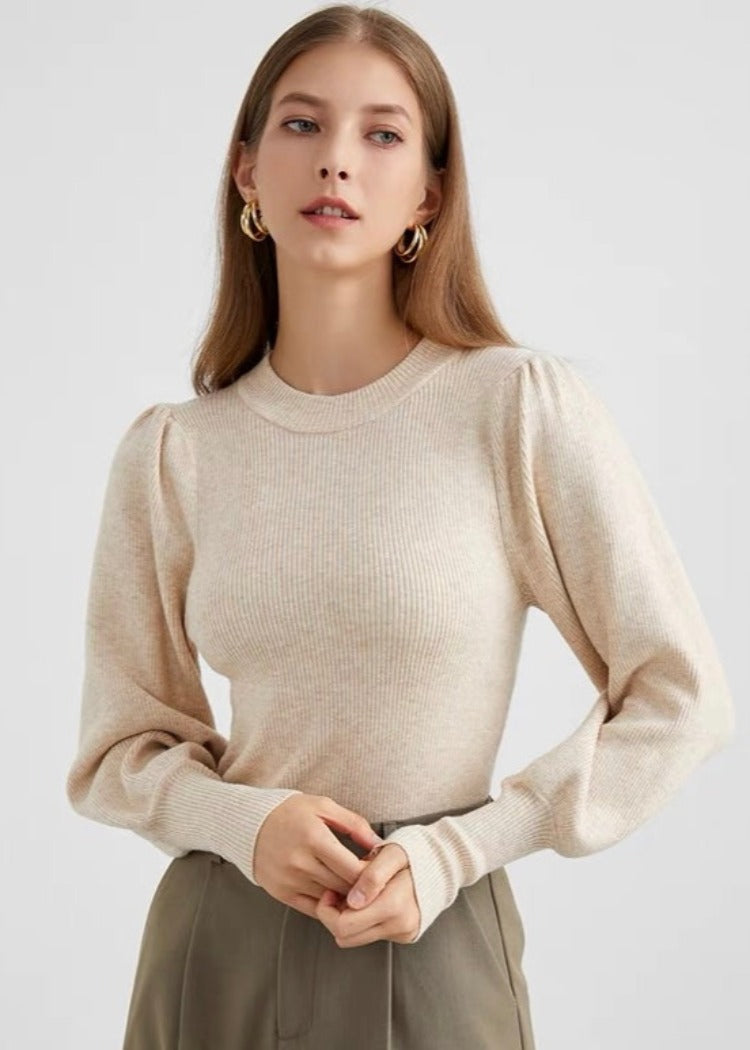 Puff Sleeve Ribbed Top