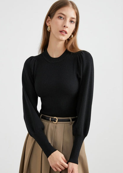 Puff Sleeve Ribbed Top