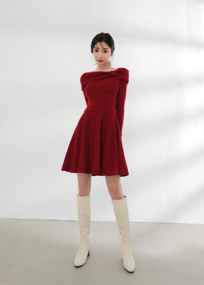 Ribbon Knitted Dress