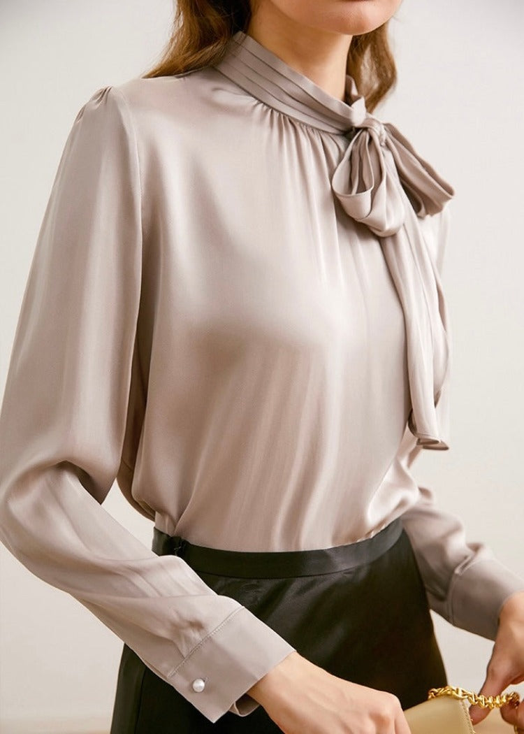 SATIN TIE BLOUSE