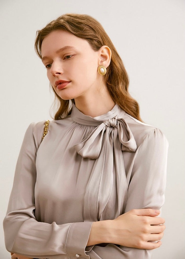 SATIN TIE BLOUSE