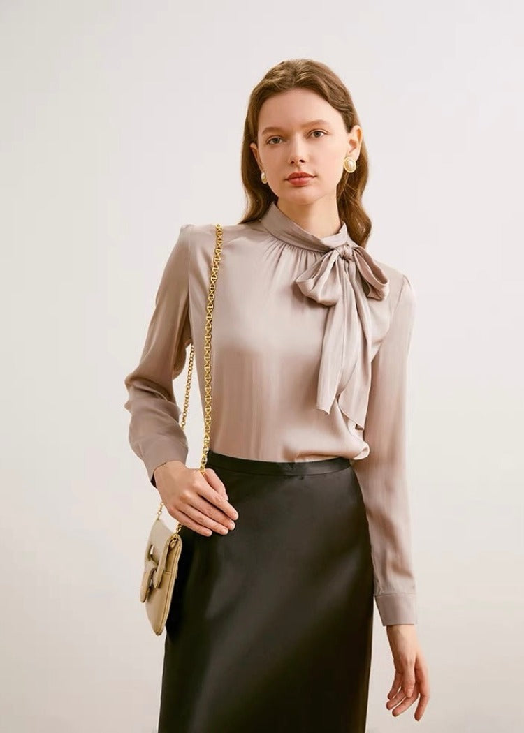 SATIN TIE BLOUSE