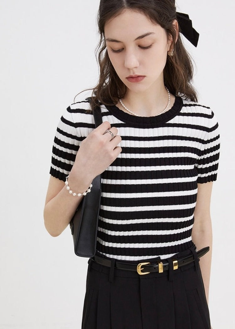 STRIPED RIBBED KNIT