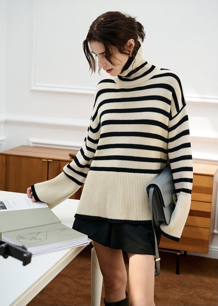 black and white striped sweater outfit