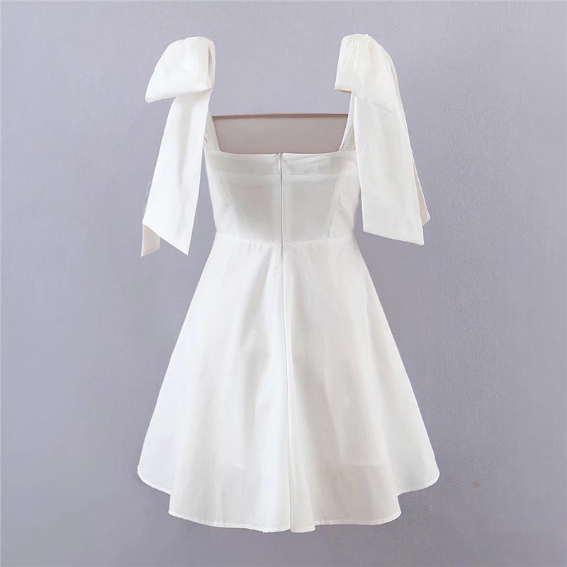 shoulder ribbon tie dress