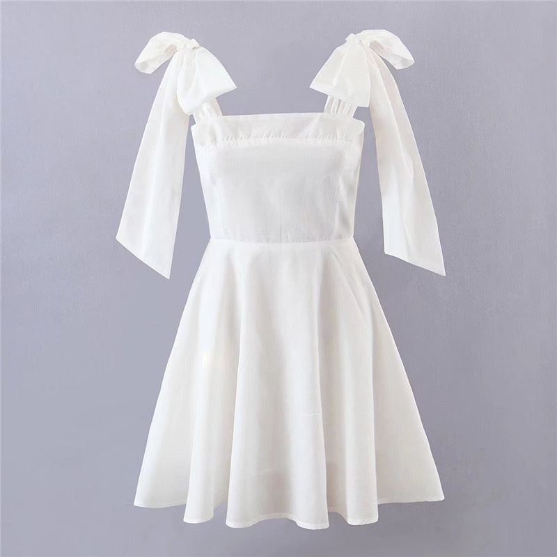 shoulder ribbon tie dress